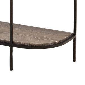Karina Living Brian Console Table - Stylish Brown Marble & Black Iron Design for Entryway or Living Room Decor DOV40045-BRWN