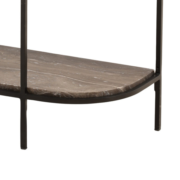 Karina Living Brian Console Table - Stylish Brown Marble & Black Iron Design for Entryway or Living Room Decor DOV40045-BRWN