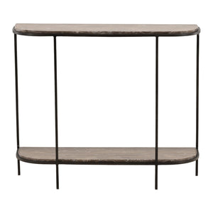 Karina Living Brian Console Table - Stylish Brown Marble & Black Iron Design for Entryway or Living Room Decor DOV40045-BRWN