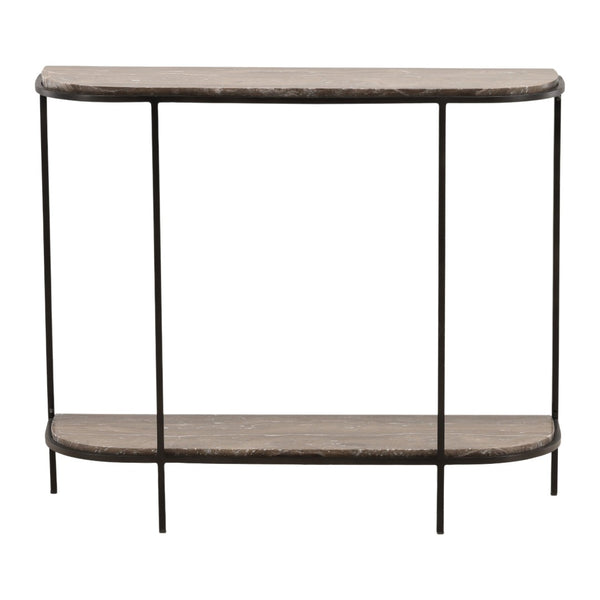 Karina Living Brian Console Table - Stylish Brown Marble & Black Iron Design for Entryway or Living Room Decor DOV40045-BRWN