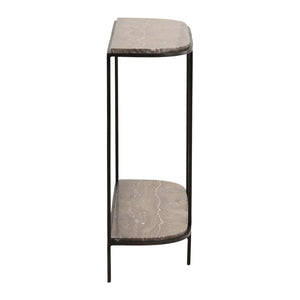 Karina Living Brian Console Table - Stylish Brown Marble & Black Iron Design for Entryway or Living Room Decor DOV40045-BRWN