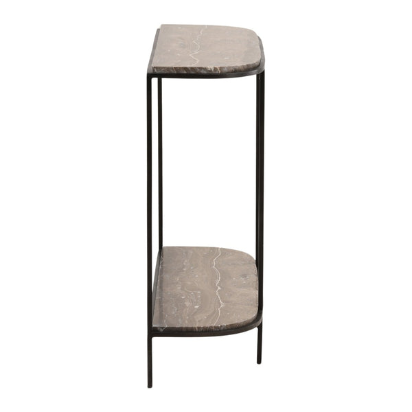 Karina Living Brian Console Table - Stylish Brown Marble & Black Iron Design for Entryway or Living Room Decor DOV40045-BRWN