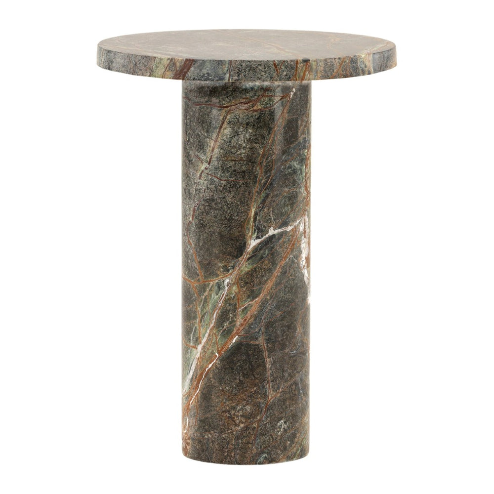 Karina Living Daryna Side Table - Elegant Green Marble Accent for Modern Living Rooms, Bedrooms & Small Spaces DOV40046-GREN
