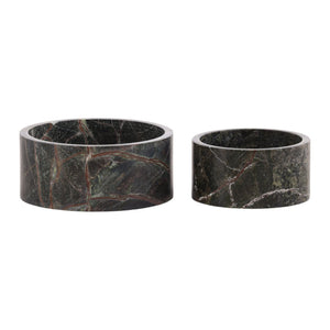 Karina Living Farran Bowl Set of 2 - Hand-Finished Green Bidasar Marble for Unique Serving & Decorative Style DOV40047-GREN