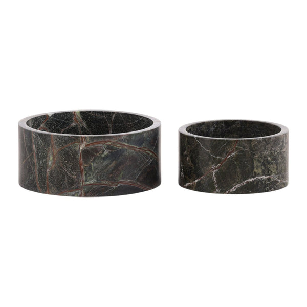 Karina Living Farran Bowl Set of 2 - Hand-Finished Green Bidasar Marble for Unique Serving & Decorative Style DOV40047-GREN
