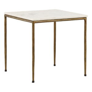 Karina Living Perugia Side Table - Elegant White Marble with Antique Brass Base for Modern & Classic Interiors DOV40056-WHIT