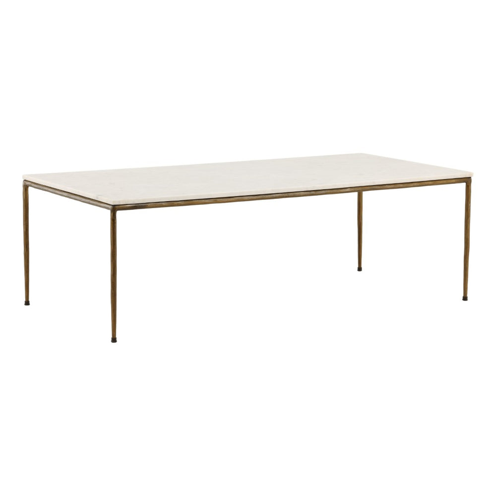 Karina Living Perugia Coffee Table - Elegant White Marble & Brass Accent for Timeless Living Room Style & Durability DOV40057-WHIT