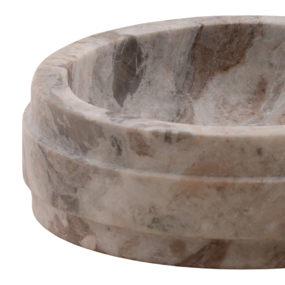 Karina Living Yarden Bowl - Elegant Brown Marble Centerpiece for Modern Home Decor, Stylish and Versatile Accent DOV40072-BRWN