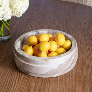 Karina Living Yarden Bowl - Elegant Brown Marble Centerpiece for Modern Home Decor, Stylish and Versatile Accent DOV40072-BRWN
