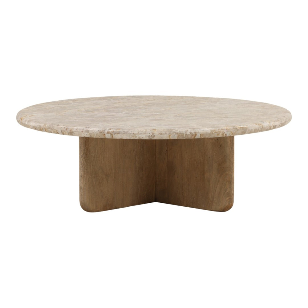 Karina Living Layna Coffee Table in Beige - Elegant Marble & Mango Wood Design for Modern Living Room Style DOV40077-BEIG