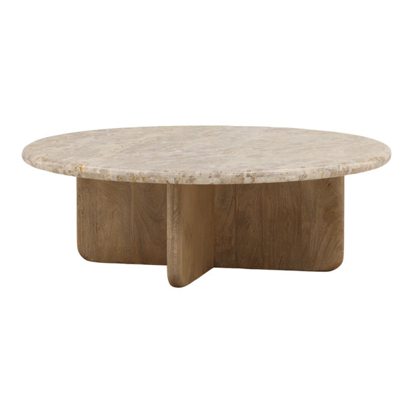 Karina Living Layna Coffee Table in Beige - Elegant Marble & Mango Wood Design for Modern Living Room Style DOV40077-BEIG