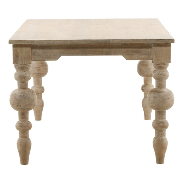 Karina Living Annette Dining Table - Elegant Whitewash Finish, Solid Mango Wood for Rustic & Modern Spaces, 87" L DOV40084-WHTW