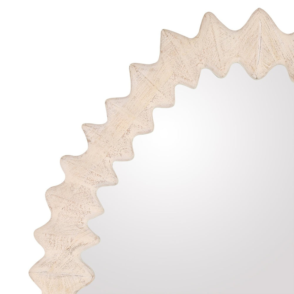 Karina Living Trishelle Mirror in Whitewash - Coastal-Inspired Solid Mango Wood Focal Point for Home Decor DOV40088-WHTW