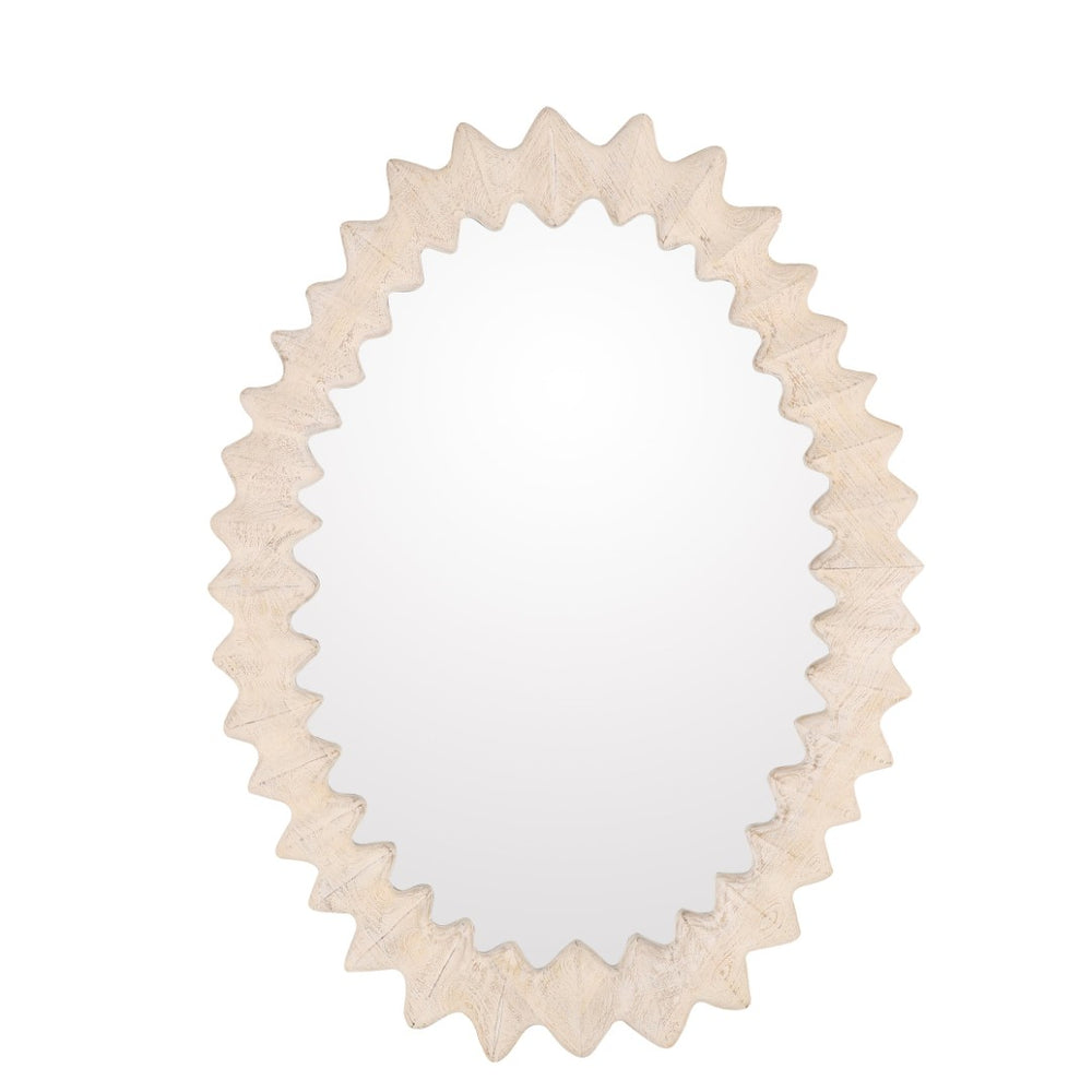 Karina Living Trishelle Mirror in Whitewash - Coastal-Inspired Solid Mango Wood Focal Point for Home Decor DOV40088-WHTW