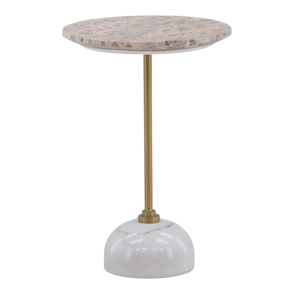 Karina Living Rune Side Table in Beige - Sculptural Marble & Iron Accent for Modern Living Spaces & Small Areas DOV40089-BEIG