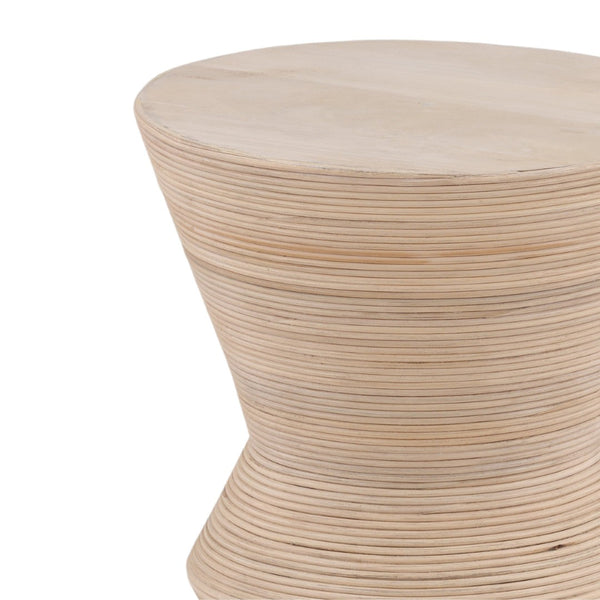 Karina Living Theda End Table in Light Natural Mango Wood with Cane Accents – Stylish & Versatile Home Décor Piece DOV40093-LTNT