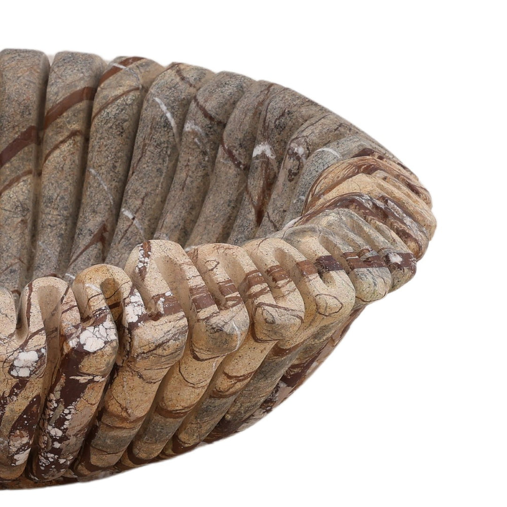 Karina Living Vanguard Marble Decorative Bowl - Elegant Brown Centerpiece for Stylish Home Décor & Arrangements DOV40094-BRWN