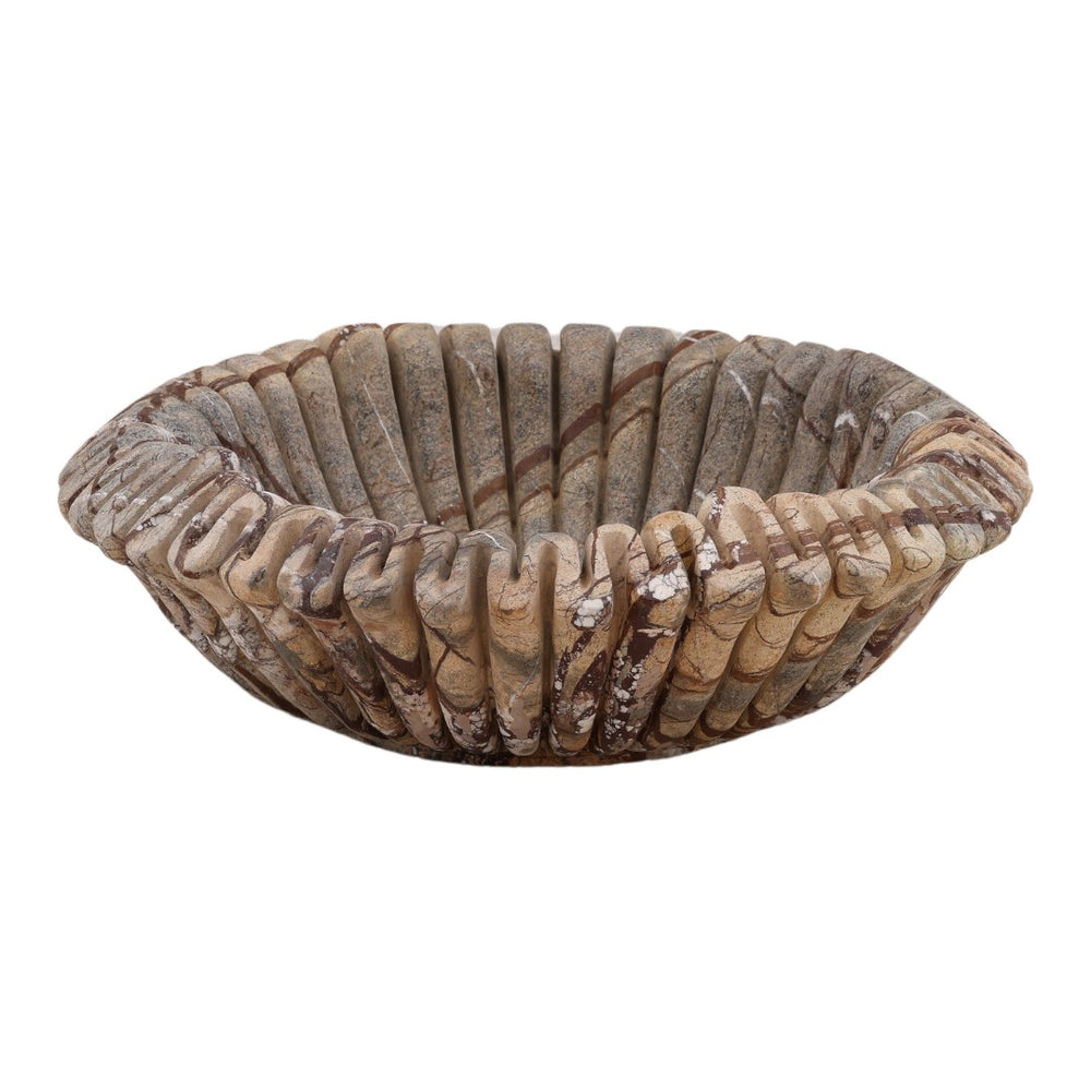 Karina Living Vanguard Marble Decorative Bowl - Elegant Brown Centerpiece for Stylish Home Décor & Arrangements DOV40094-BRWN