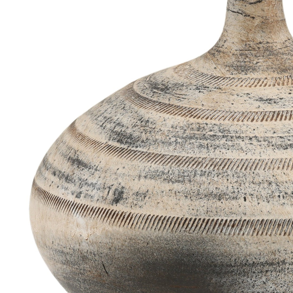 Karina Living Ysabeau Vase in Antique Black - Sculptural Ceramic Decor with Unique Distressed Finish for Timeless Elegance DOV40095-AQBL