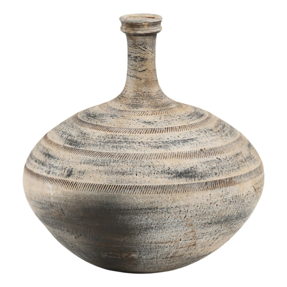 Karina Living Ysabeau Vase in Antique Black - Sculptural Ceramic Decor with Unique Distressed Finish for Timeless Elegance DOV40095-AQBL