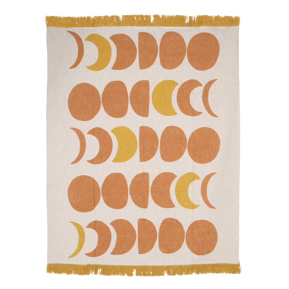 Dovetail Conall Throw Printed Cotton - Terracotta and Mustard 