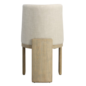 Dovetail Alistair Dining Chair Beige Beige and Light Warm Wash Linen Blend Upholstery and Ash Wood DOV419-BEIG