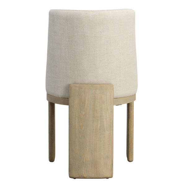 Dovetail Alistair Dining Chair Beige Beige and Light Warm Wash Linen Blend Upholstery and Ash Wood DOV419-BEIG