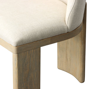 Dovetail Alistair Dining Chair Beige Beige and Light Warm Wash Linen Blend Upholstery and Ash Wood DOV419-BEIG