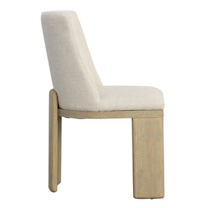 Dovetail Alistair Dining Chair Beige Beige and Light Warm Wash Linen Blend Upholstery and Ash Wood DOV419-BEIG