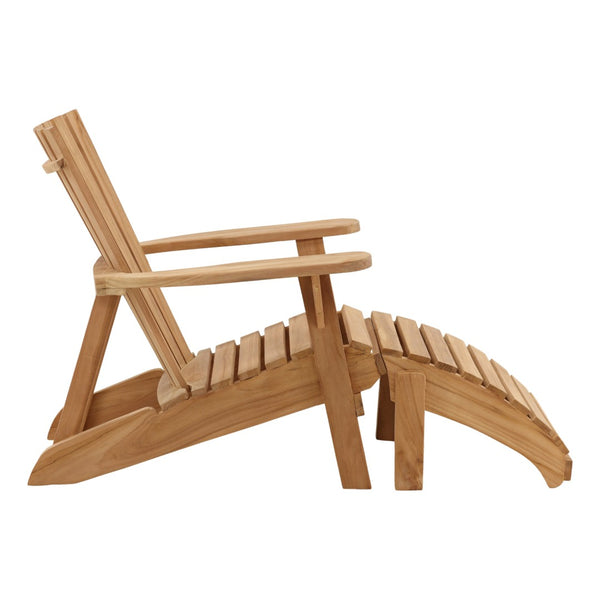 Karina Living Nikolas Outdoor Lounge Chair with Ottoman – Elegant Teak Design for Ultimate Comfort & Style! DOV42004-NATL