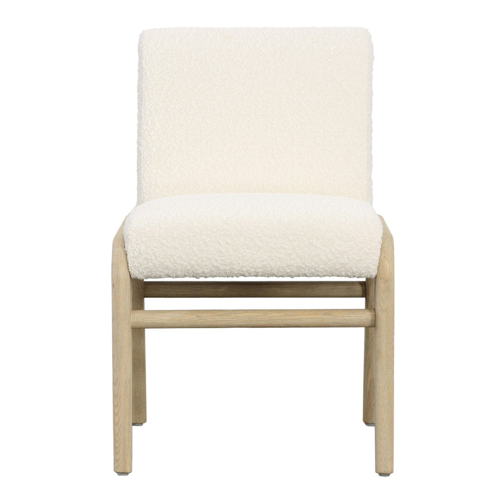 Dovetail Frazer Dining Chair Boucle Upholstery and Ash Wood - Ivory and Light Warm Wash 