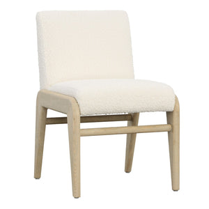 Dovetail Frazer Dining Chair Boucle Upholstery and Ash Wood - Ivory and Light Warm Wash 