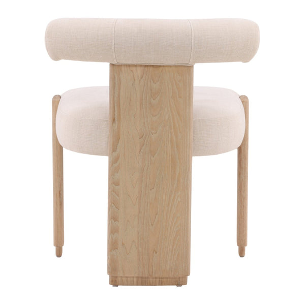 Karina Living Gwyneth Dining Chair in Cream - Elegant Two-Tone Basketweave Fabric with Durable Wood Frame Design DOV426-CREM