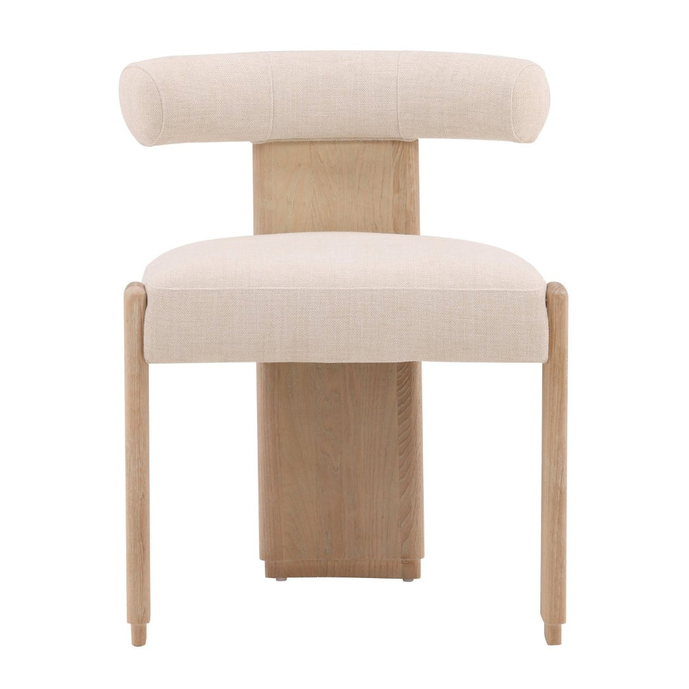 Karina Living Gwyneth Dining Chair in Cream - Elegant Two-Tone Basketweave Fabric with Durable Wood Frame Design DOV426-CREM