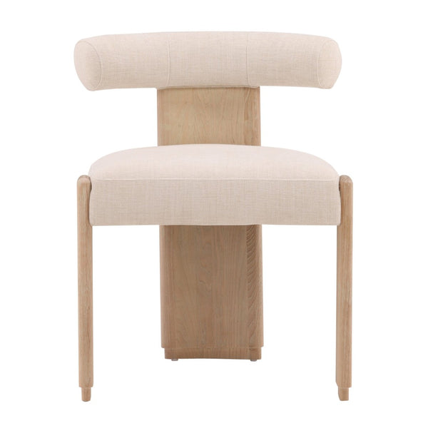 Karina Living Gwyneth Dining Chair in Cream - Elegant Two-Tone Basketweave Fabric with Durable Wood Frame Design DOV426-CREM