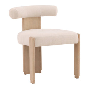 Karina Living Gwyneth Dining Chair in Cream - Elegant Two-Tone Basketweave Fabric with Durable Wood Frame Design DOV426-CREM