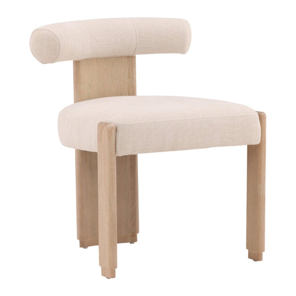 Karina Living Gwyneth Dining Chair in Cream - Elegant Two-Tone Basketweave Fabric with Durable Wood Frame Design DOV426-CREM