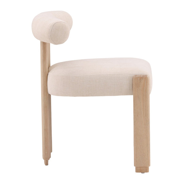 Karina Living Gwyneth Dining Chair in Cream - Elegant Two-Tone Basketweave Fabric with Durable Wood Frame Design DOV426-CREM