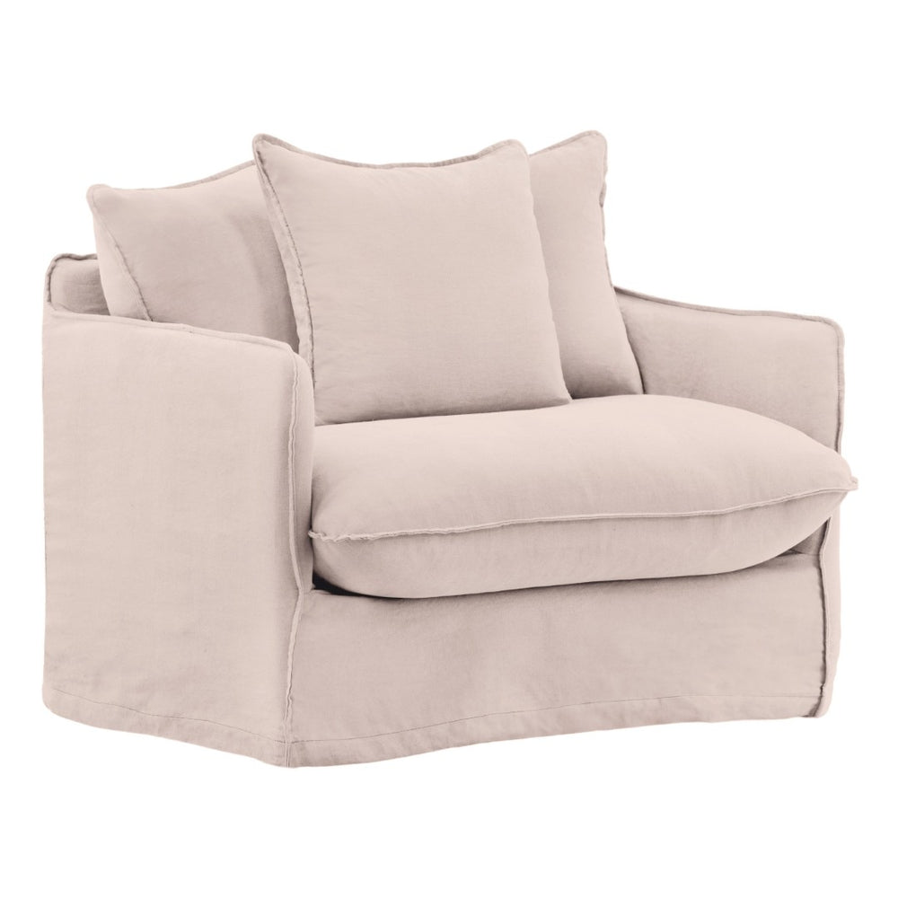 Karina Living Lexia Sofa Chair Slipcover – Elegant, Breathable Blend of Linen and Cotton for Timeless Style Natural DOV45002-SL-NATL