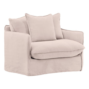 Karina Living Lexia Sofa Chair Slipcover – Elegant, Breathable Blend of Linen and Cotton for Timeless Style Natural DOV45002-SL-NATL