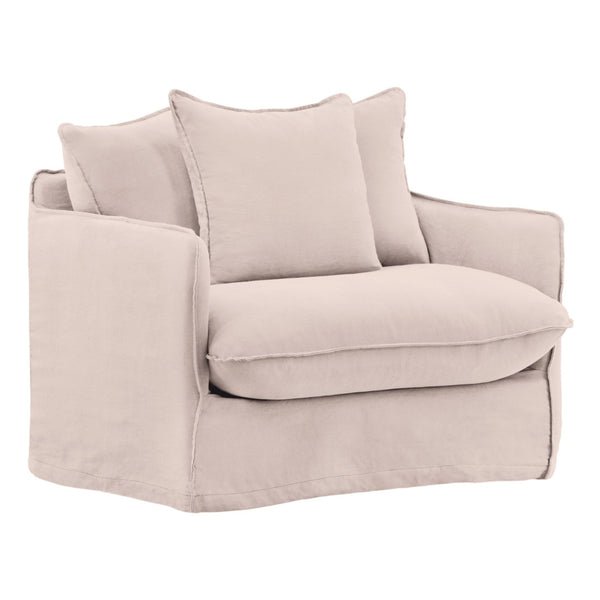 Karina Living Lexia Sofa Chair Slipcover – Elegant, Breathable Blend of Linen and Cotton for Timeless Style Natural DOV45002-SL-NATL