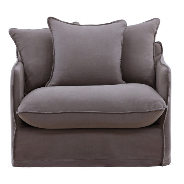 Karina Living Lexia Sofa Chair Slipcover – Elegant, Breathable Blend of Linen and Cotton for Timeless Style Stone DOV45002-SL-STON