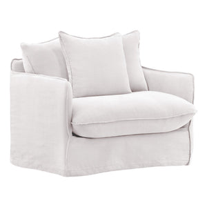 Karina Living Lexia Sofa Chair Slipcover – Elegant, Breathable Blend of Linen and Cotton for Timeless Style White DOV45002-SL-WHIT