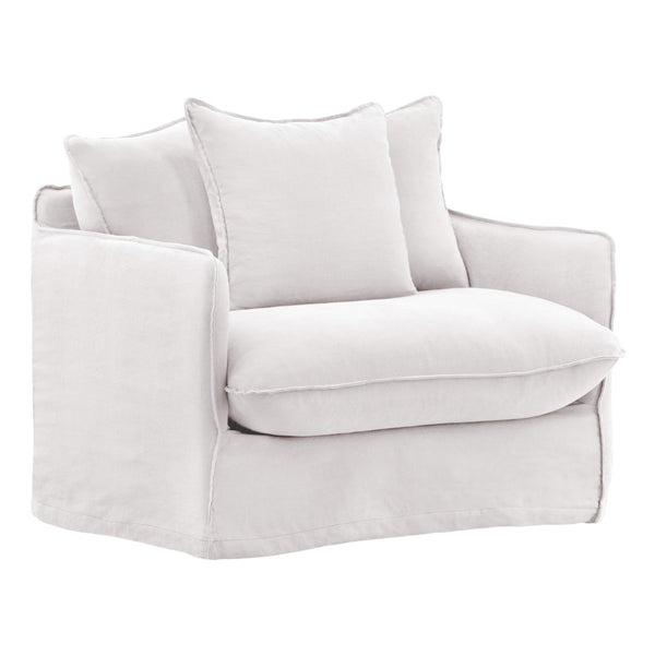 Karina Living Lexia Sofa Chair Slipcover – Elegant, Breathable Blend of Linen and Cotton for Timeless Style White DOV45002-SL-WHIT