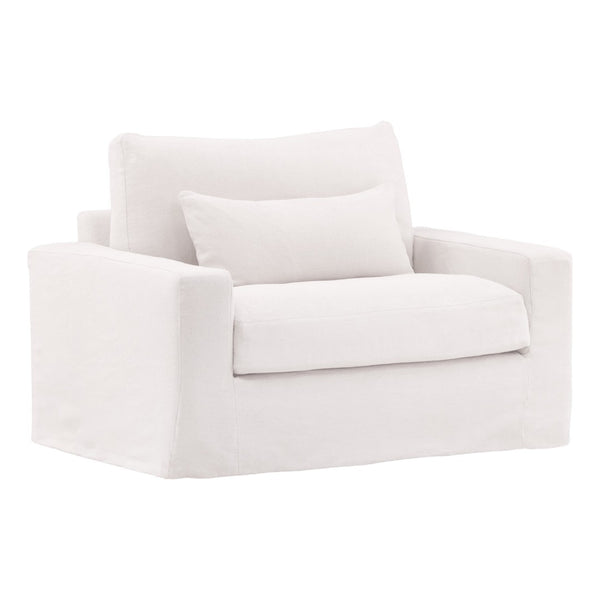 Karina Living Sylvie Sofa Chair Slipcover - Durable Cotton-Linen Blend for Easy Care and Stylish Home Refresh White DOV45005-SL-WHIT
