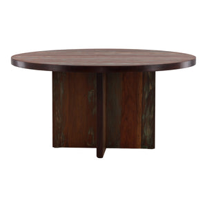 Karina Living Bay Dining Table - Rustic Reclaimed Mango Wood with Distressed Medium Brown Finish for Stylish Dining DOV46000-BRWN