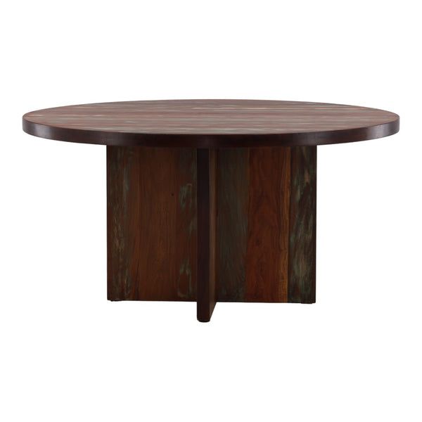 Karina Living Bay Dining Table - Rustic Reclaimed Mango Wood with Distressed Medium Brown Finish for Stylish Dining DOV46000-BRWN