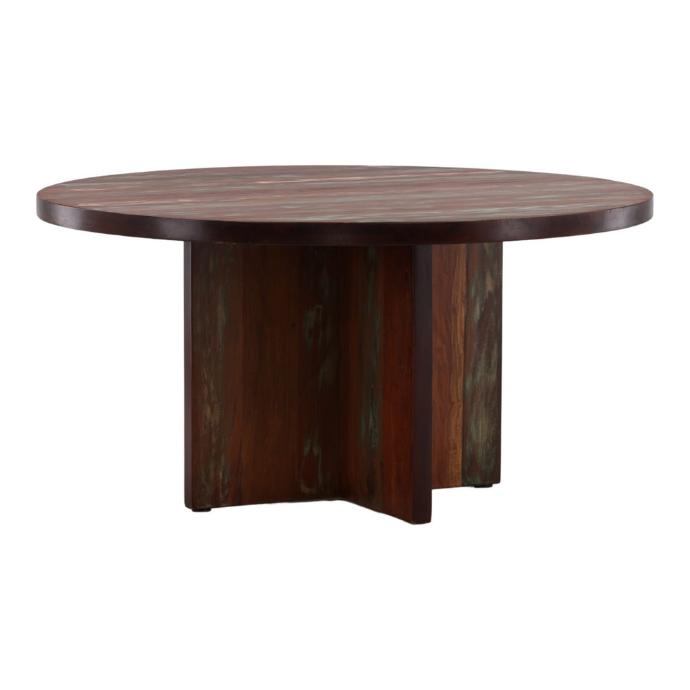Karina Living Bay Dining Table - Rustic Reclaimed Mango Wood with Distressed Medium Brown Finish for Stylish Dining DOV46000-BRWN