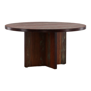 Karina Living Bay Dining Table - Rustic Reclaimed Mango Wood with Distressed Medium Brown Finish for Stylish Dining DOV46000-BRWN