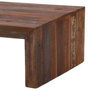Karina Living Sylvan Coffee Table – Rustic Reclaimed Mango Wood, Distressed Brown Finish for Farmhouse Charm DOV46004-BRWN